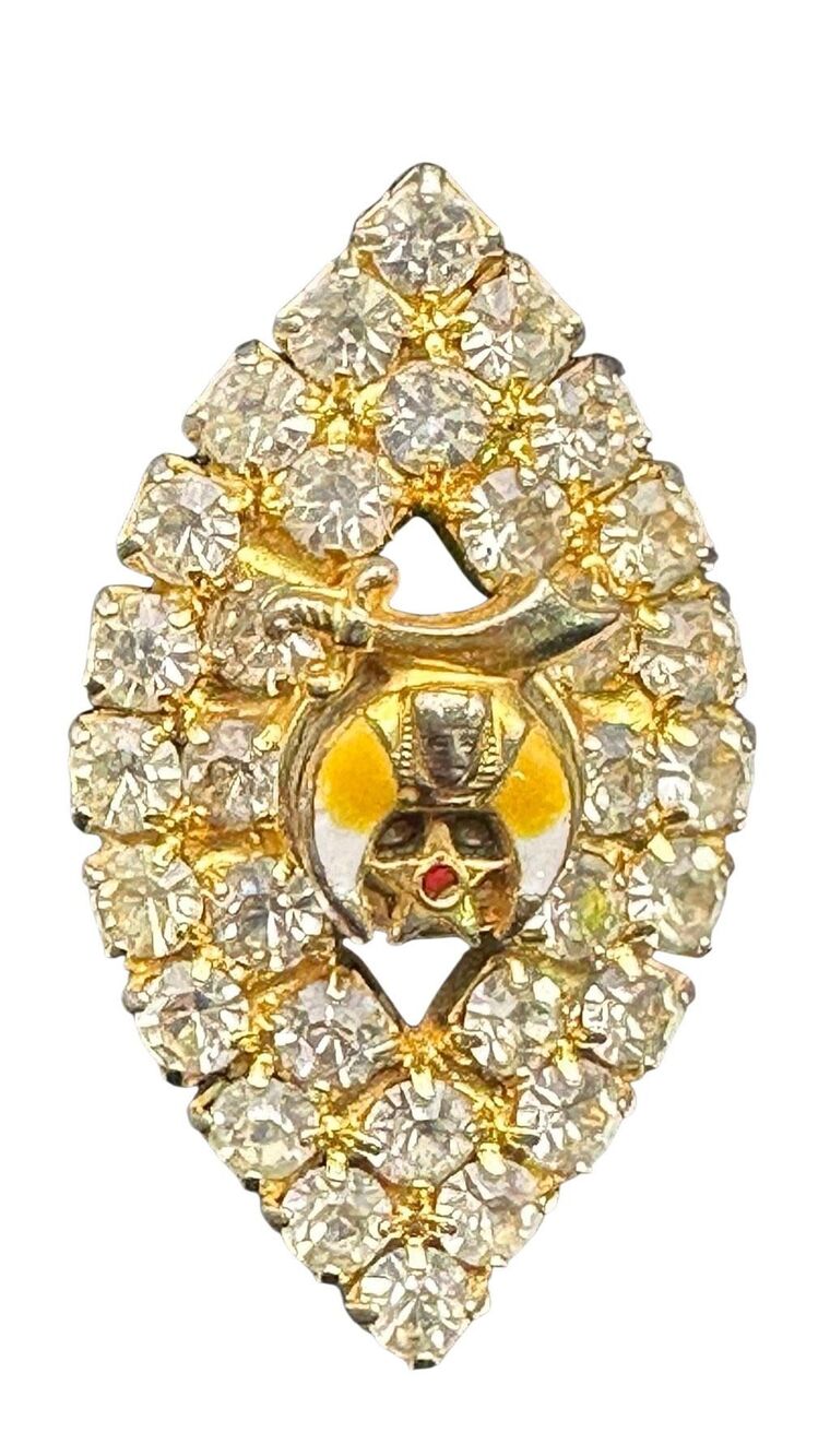 Vintage Shriners Past Potentate Marquise Rhinestone Ring Adjustable Statement